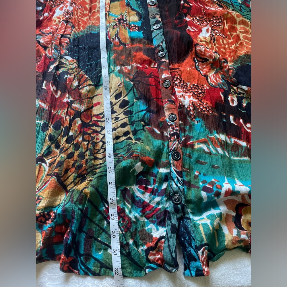 Sold• Roaman’s Art To Wear Button Down Blouse Women’s 20W Multi Print Colorful - Picture 7 of 7
